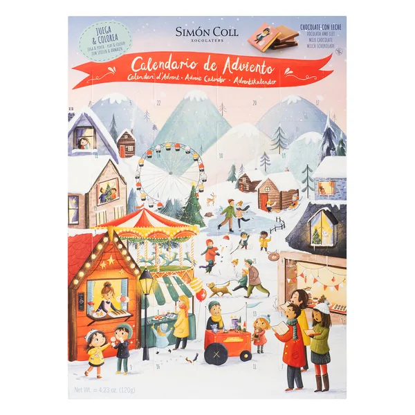 Adventskalender Julmarknad Ljus choklad 24 luckor Simon Coll